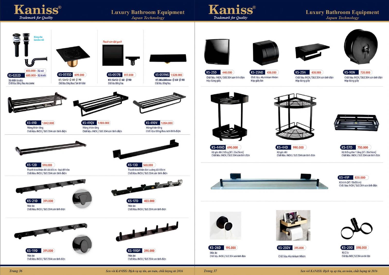 Bảng giá và Catalogue Thiết bị vệ sinh KANISS mới nhất 2025 /Page 19